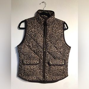 J. Crew Leopard Puffer Vest